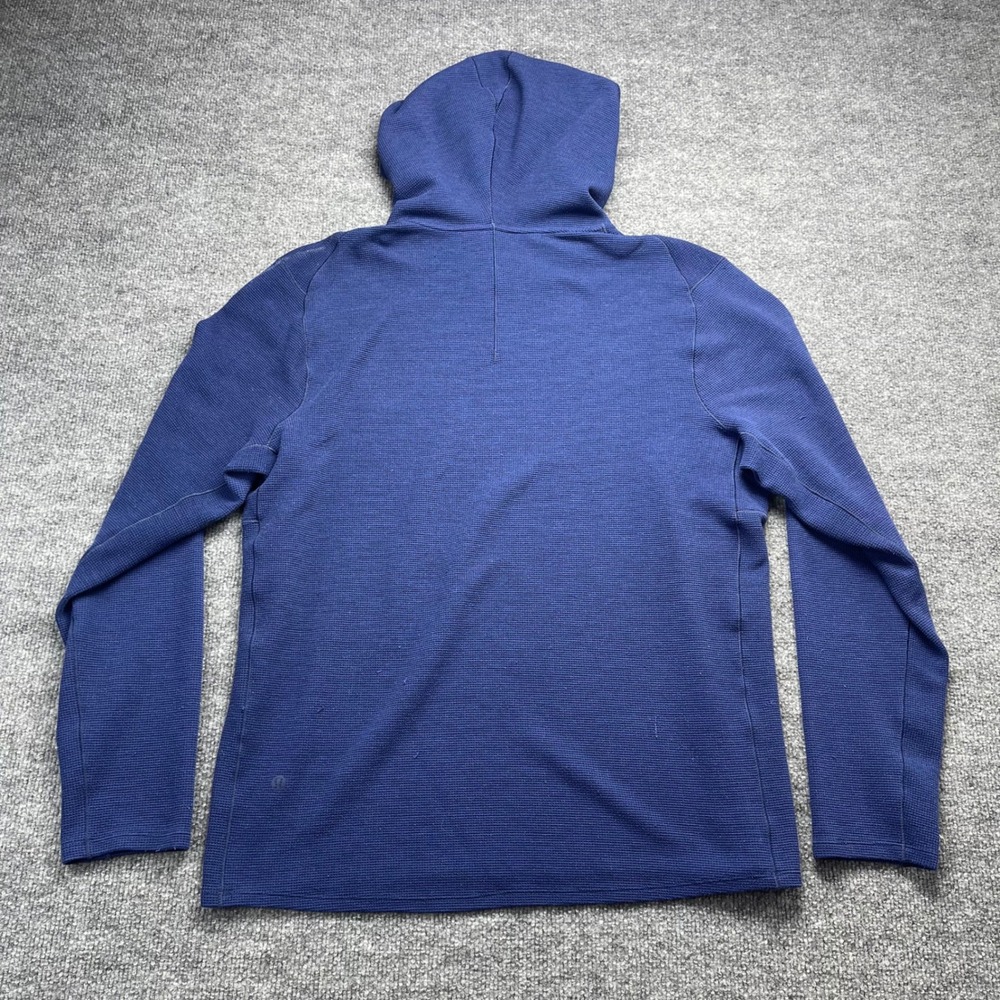 Lululemon Mens Waffle Knit Hoodie Navy Blue Long Sleeve Pullover Athletic XL - Picture 5 of 6